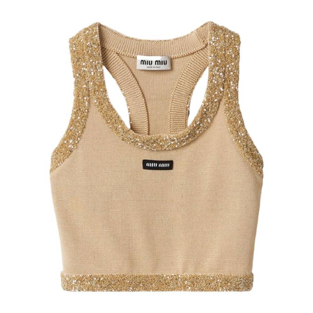 Топ Miu Miu Silk Knit, кремовый