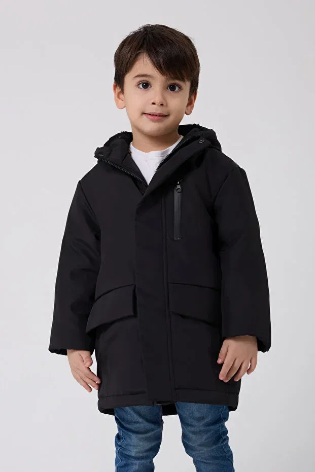 Детское зимнее пальто для девочек с капюшоном Freemen, Black