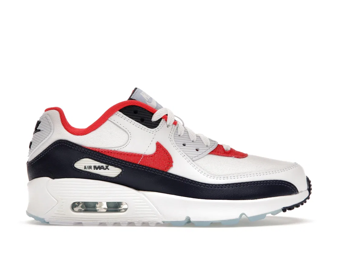 Детские кроссовки Lifestyle Nike Air Max 90, White/Midnight Navy/Psychic Blue/Chile Red