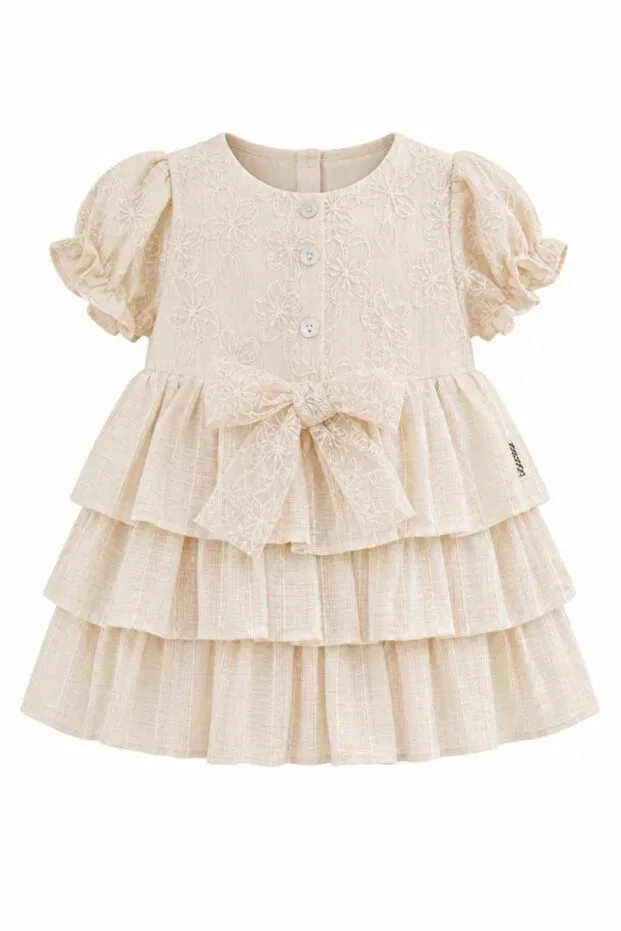Детское платье для девочек хлопковое Bella Bow Detailed Bebezade, Pink — фото 3
