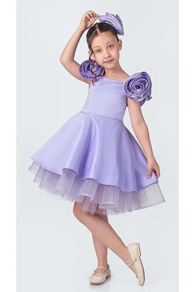 Детское платье для девочек из сатина Fanari Crepe Satin Gren Backing Girl Evening Dress M00735 Mnk Baby&Kids, Purple