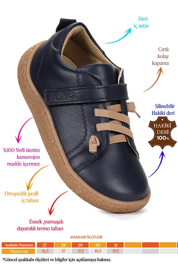 Детские спортивные туфли для девочек кожаные Arad Kiko Kids, Navy Blue — фото 3