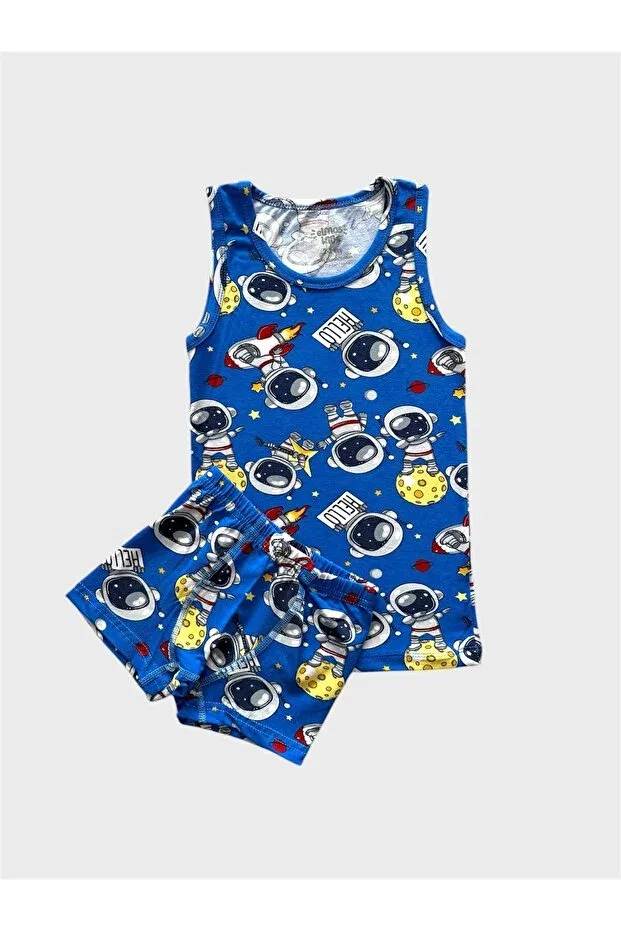 Детский комплект нижнего белья для мальчиков с принтом Astronaut Pattern Tusem Butik Homewear, Blue — фото 2