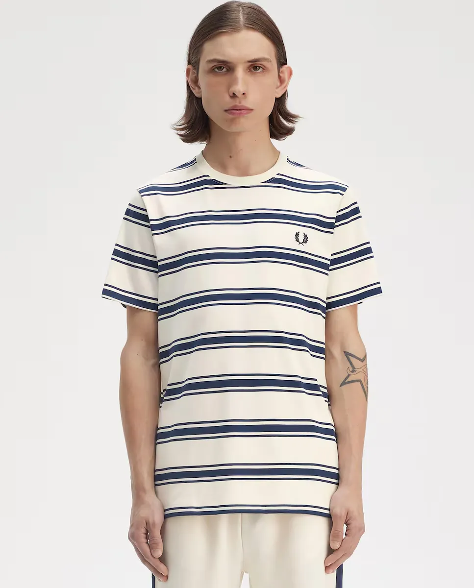 

Мужская полосатая футболка с коротким рукавом Fred Perry, цвет Crudo