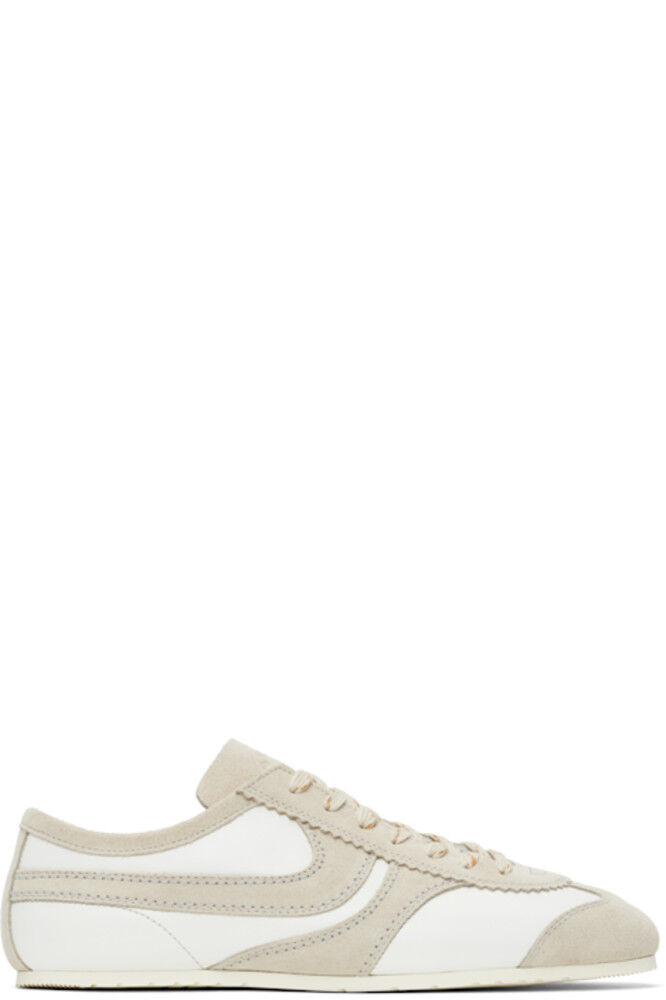 

Белые и бежевые замшевые кроссовки Dries Van Noten