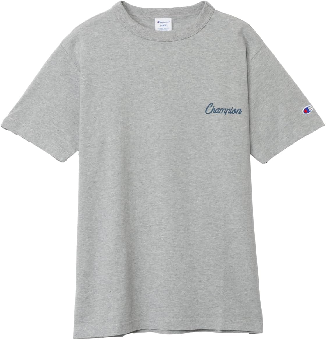 

Мужская футболка Champion с коротким рукавом и круглым вырезом, 100% хлопок, графический логотип, базовый размер C8-X319, темно-синий/серый