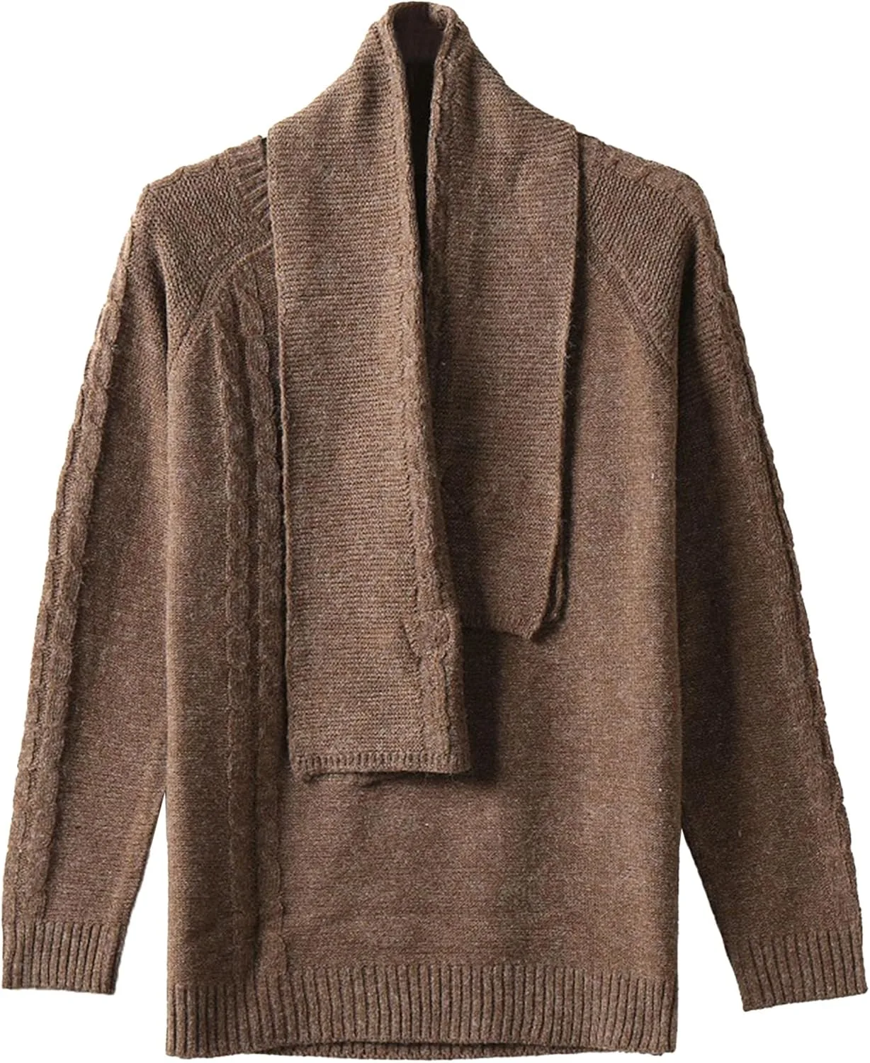 

Мужской свитер осень-зима Slim Fit легкий с длинным рукавом и шарфом SWJGLITTR