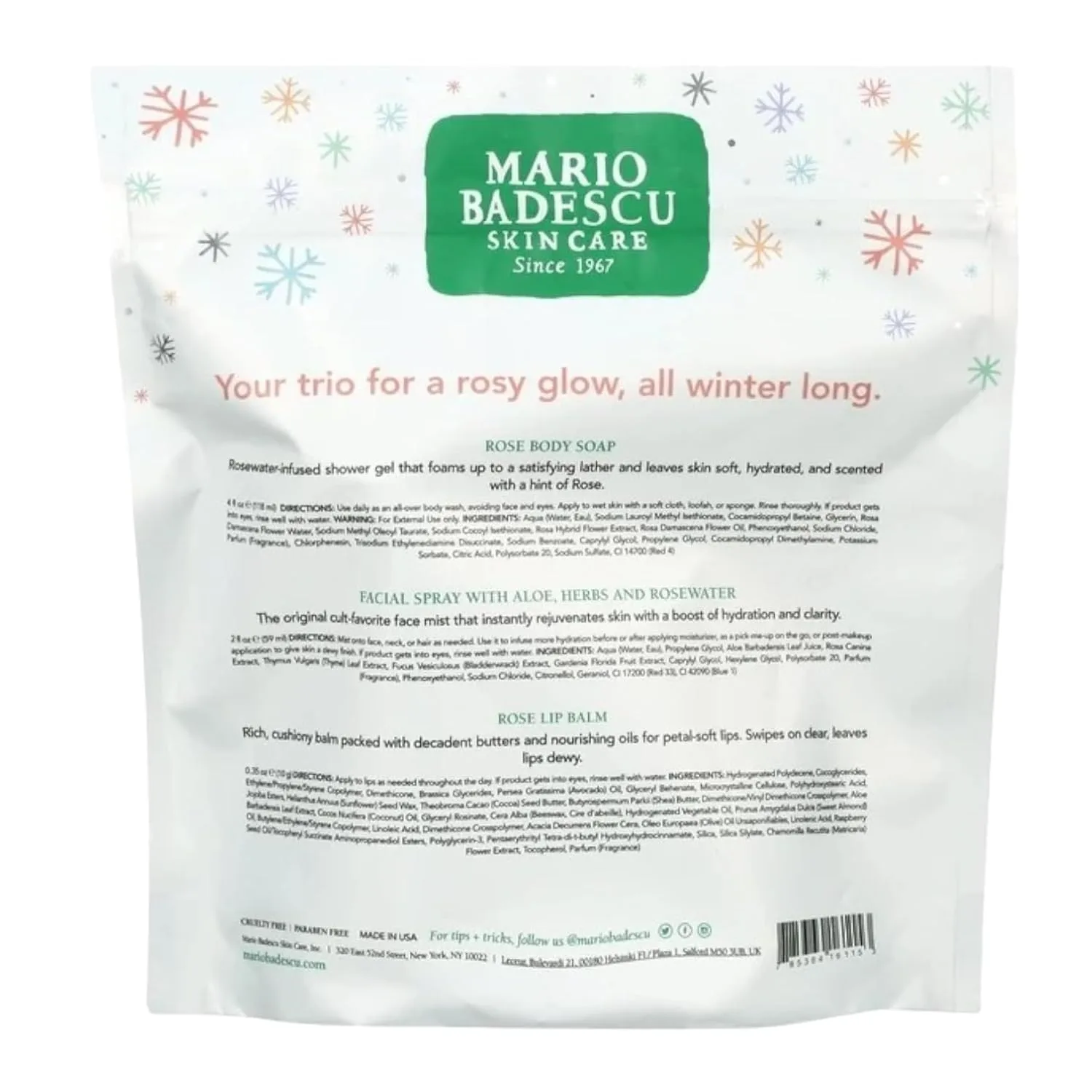 Набор Mario Badescu Rose Essentials из 3 предметов: гель для душа с розовой водой, спрей для лица с розовой водой и бальзам для губ для увлажнения кожи всего тела. — фото 3