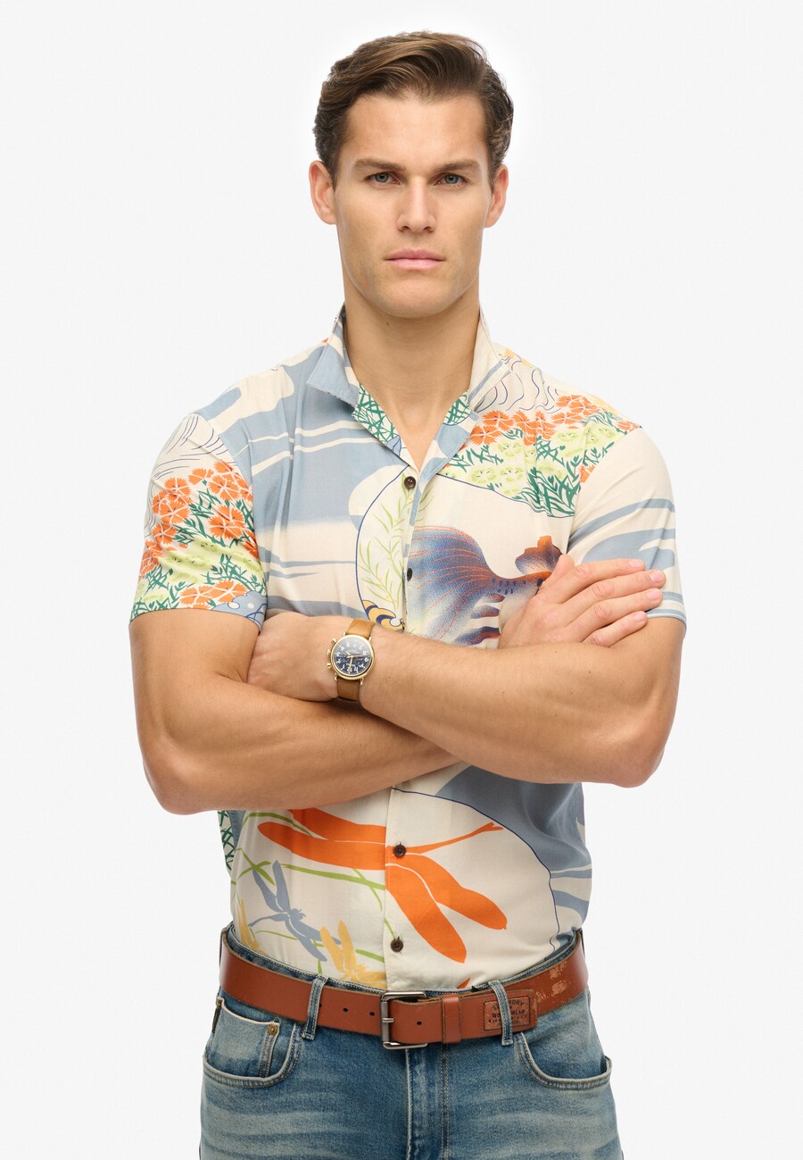 

Рубашка на пуговицах классического кроя Superdry Hawaii, кремовый