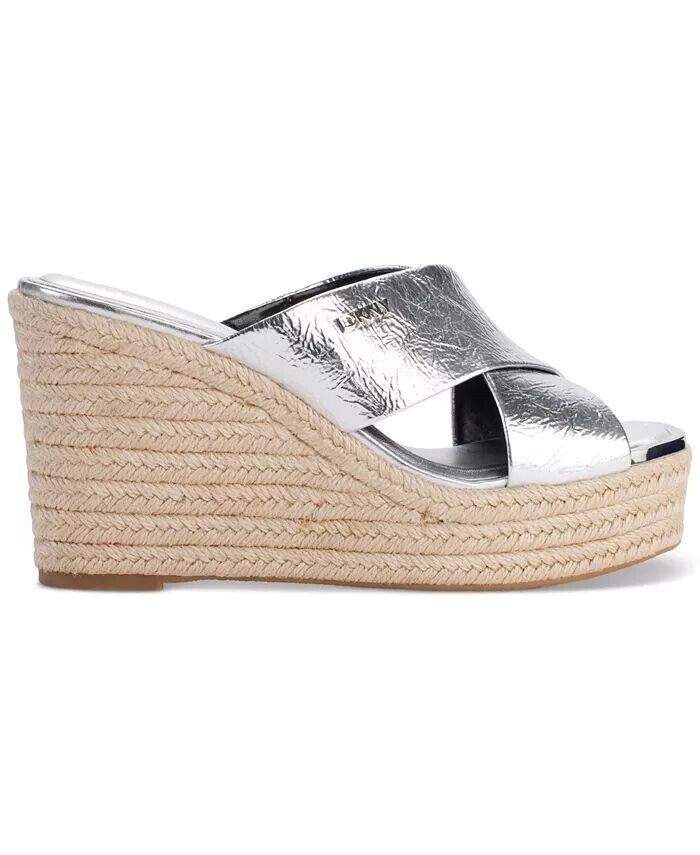 Женские эспадрильи Maryn Crossband на платформе и танкетке DKNY, серебро — фото 2