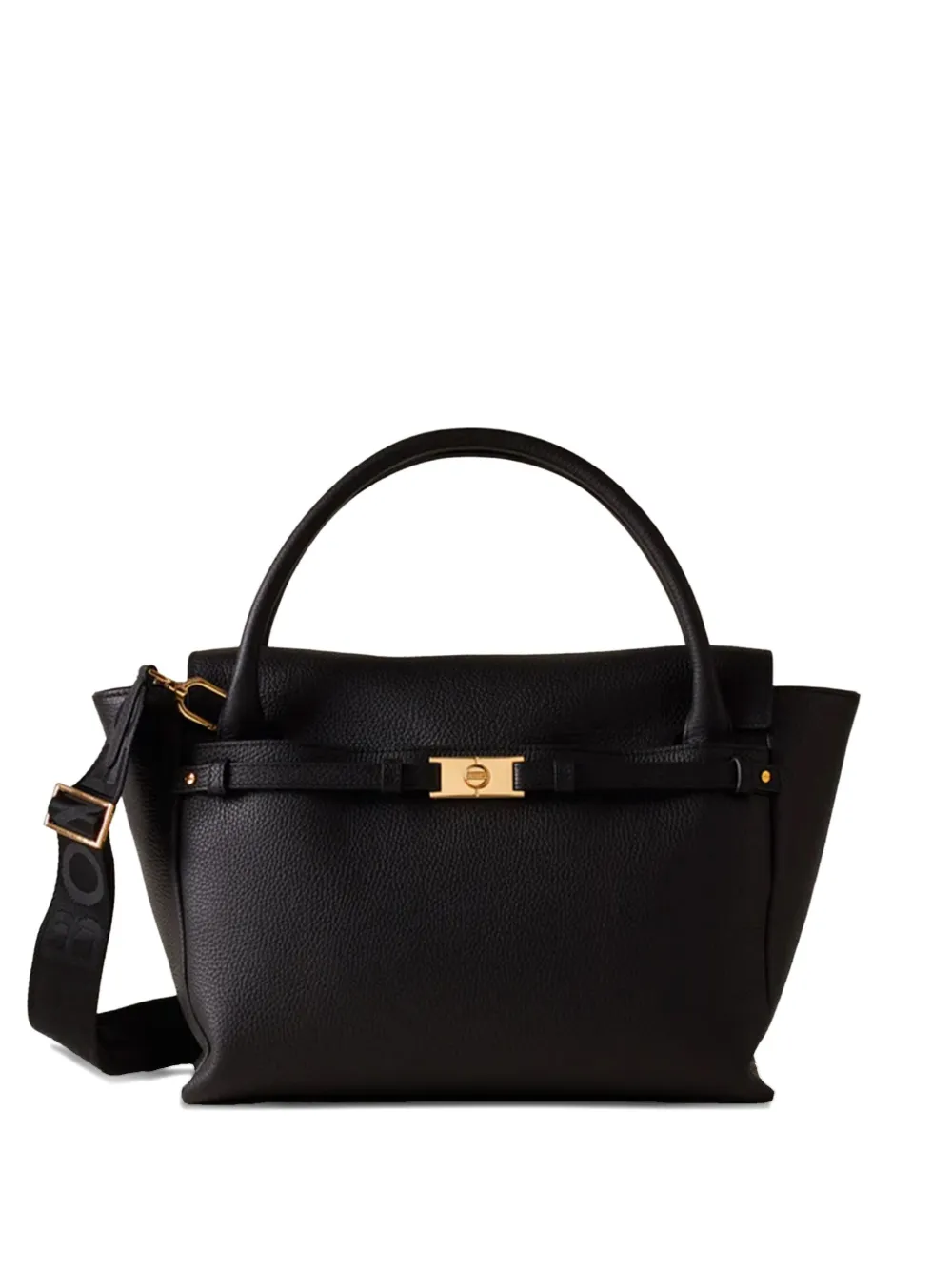 

Сумка-тоут из кожи Torinese с застежкой-пряжкой Borbonese, черный