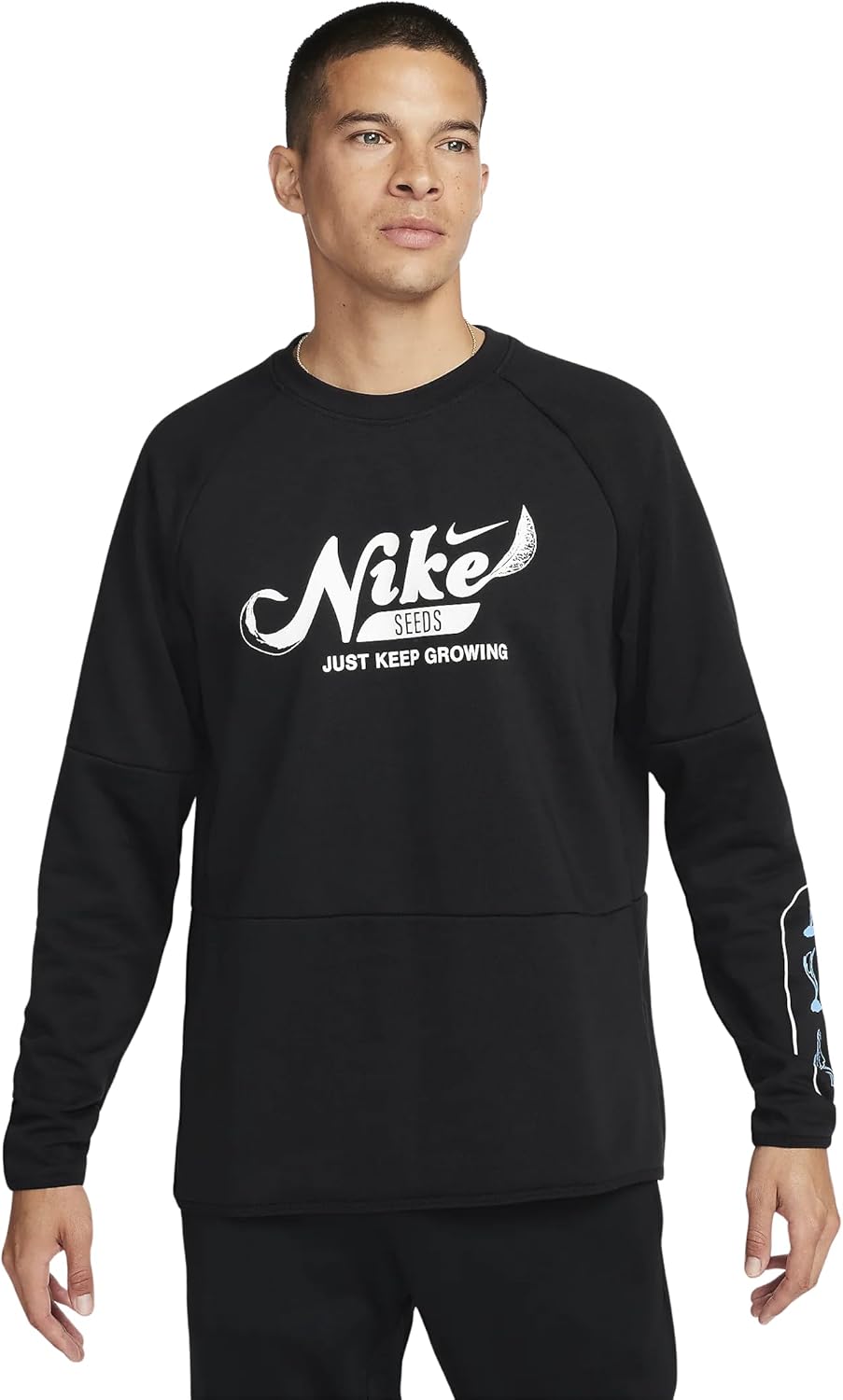 

Мужской флисовый топ для фитнеса Dri-FIT от Nike с круглым вырезом (Photon Dust/Photon Dust/Deep Royal Blue, FN3289-025), Black/White