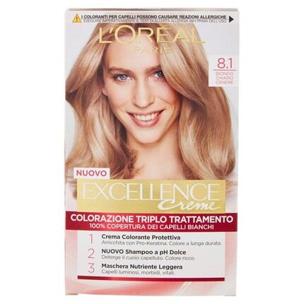 

Paris Creme Triple Treatment краска для волос 8.1 Светло-Пепельный Блондин, Excellence