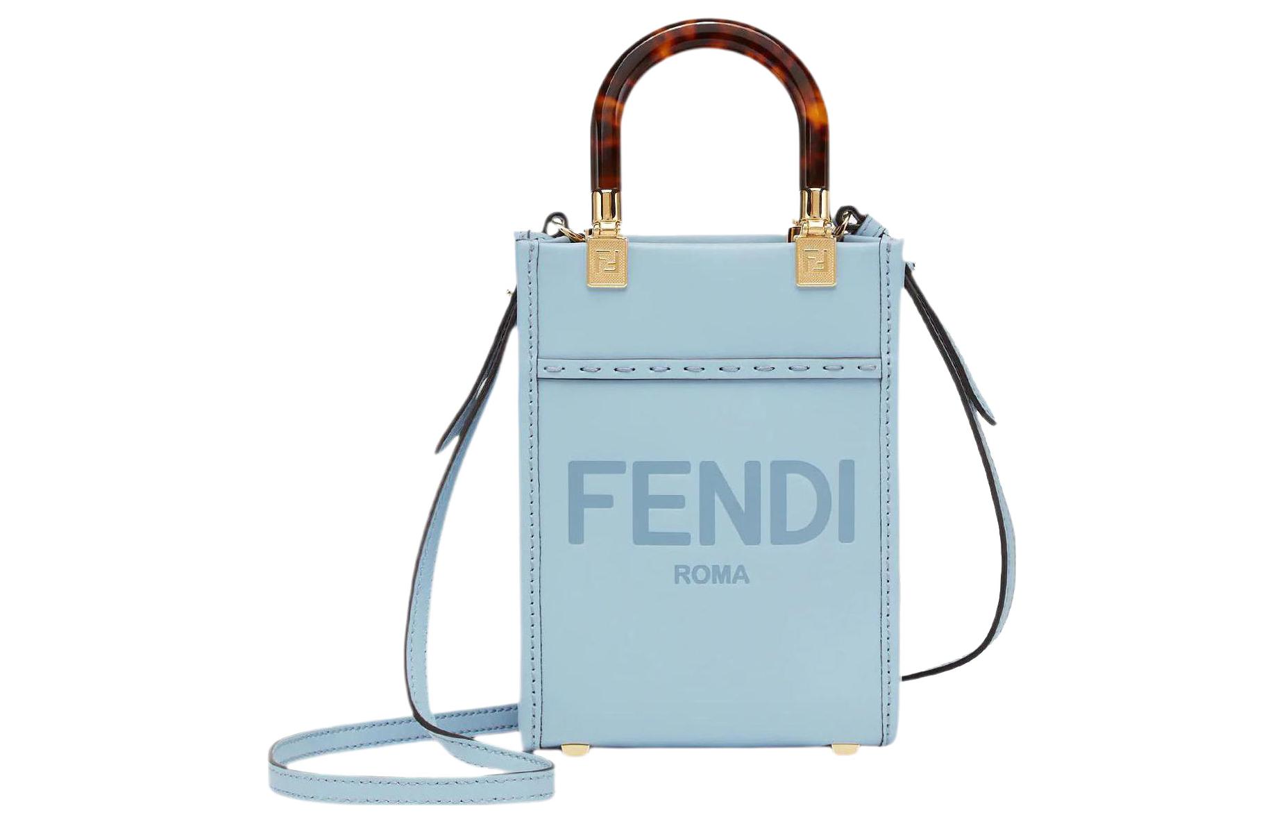 

Сумка-шоппер FENDI из кожи Sunshine Cow, миниатюрная женская сумка через плечо, светло-голубая