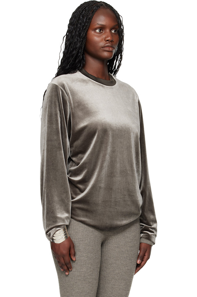Fear Of God Essentials Классическая велюровая футболка с длинным рукавом для отдыха — фото 2