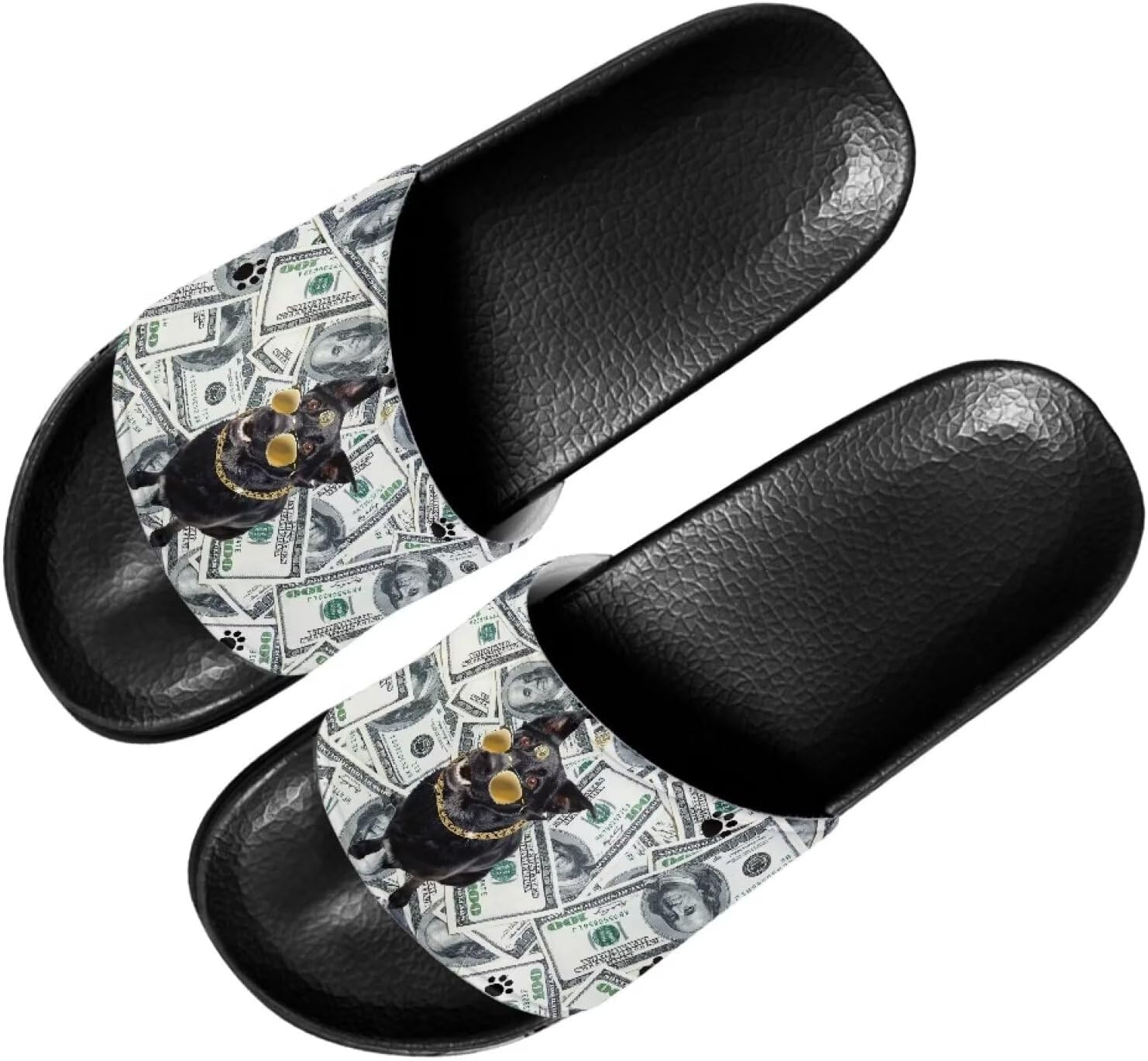 

Мужские шлепанцы для душа Kathyboom, комфортные сандалии с открытым носком, нескользящие, плоские, домашние тапочки, Money Dog