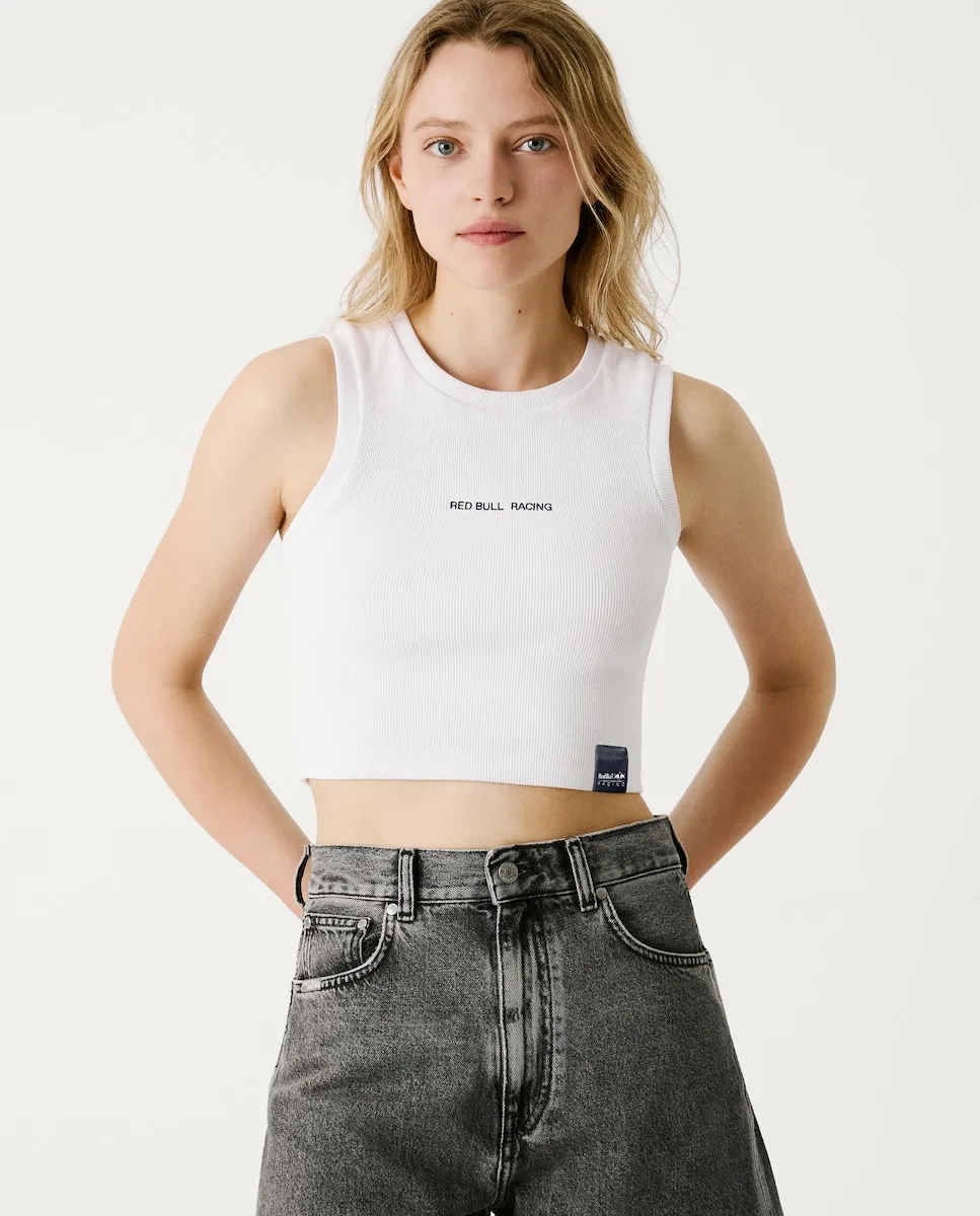 

Женский укороченный топ из рубчатой ткани Pepe Jeans, белый