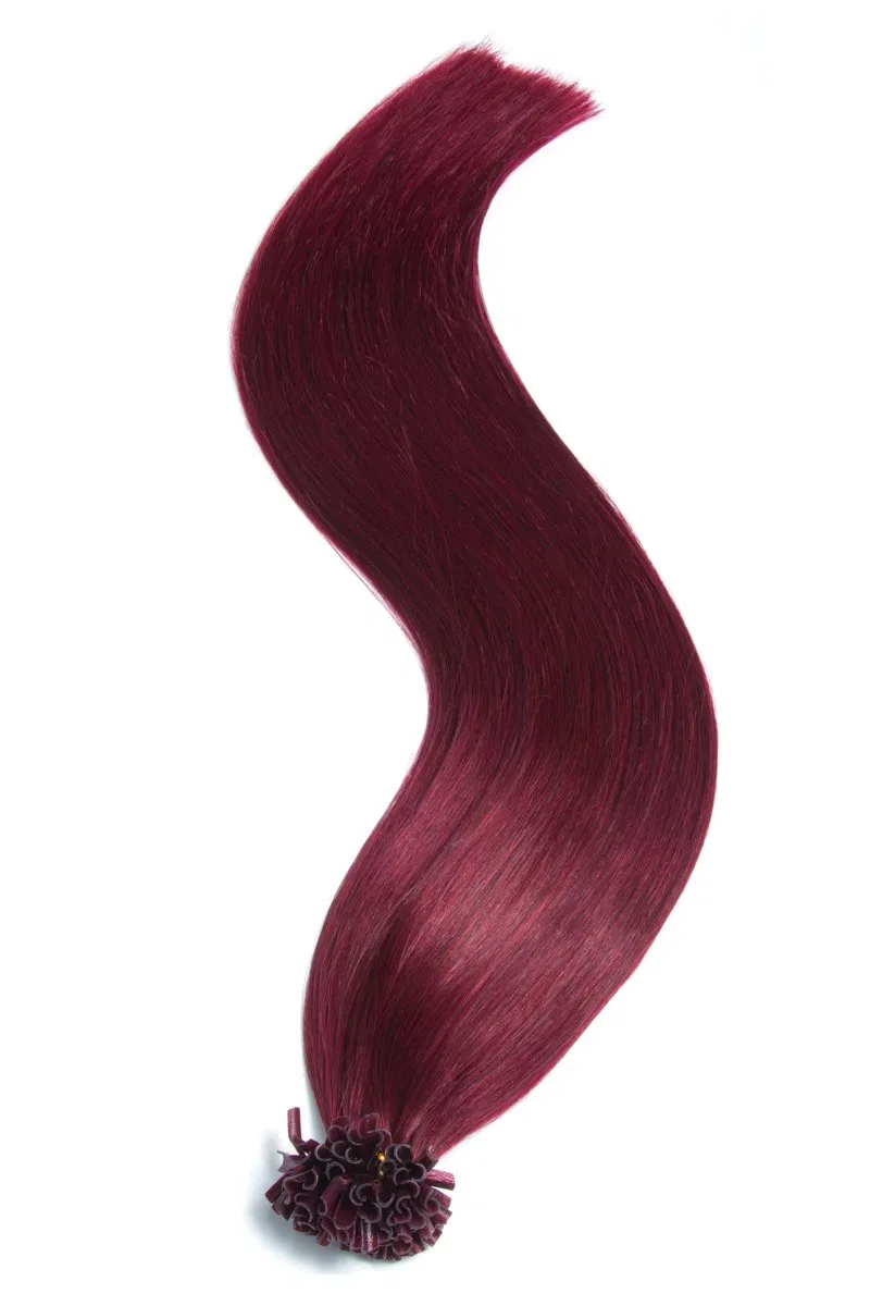 Бордовые наращиваемые пряди из 100% натуральных волос Remy, 45 см Glamxtensions — фото 4