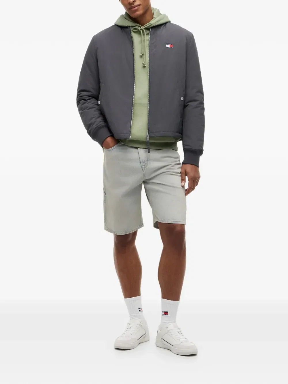 Бомбер на молнии с нашивкой-логотипом Tommy Hilfiger, серый — фото 2