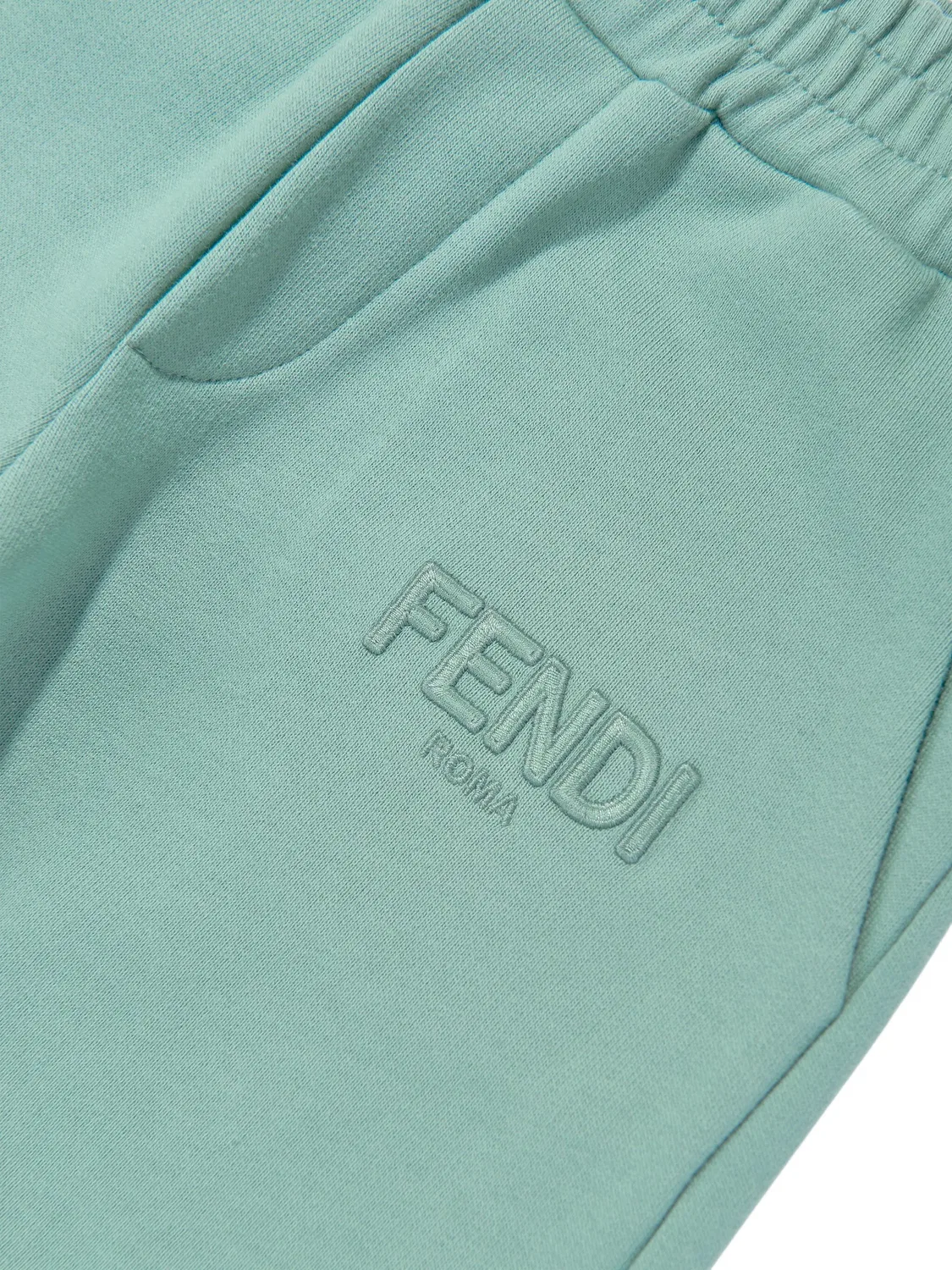Брюки-трекинги с вышитым логотипом FENDI, зеленый — фото 4