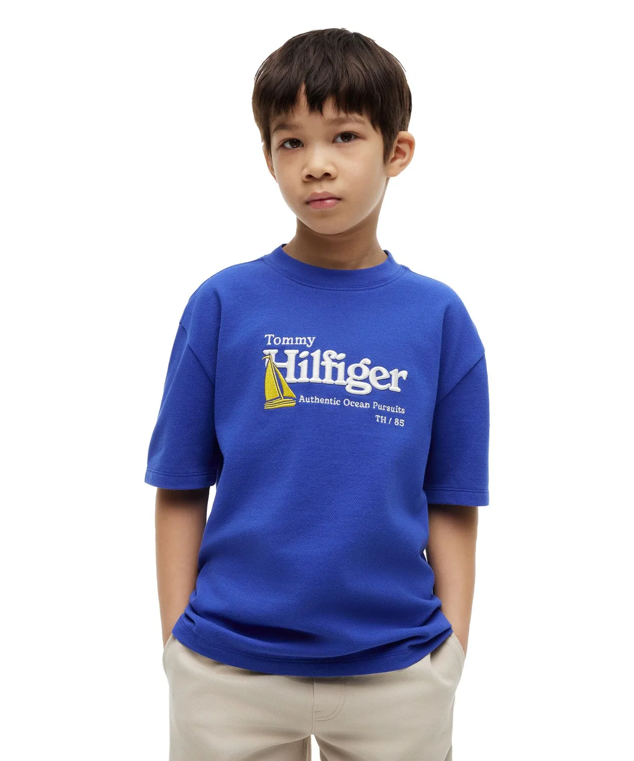 Детская футболка с вышивкой с коротким рукавом TOMMY HILFIGER, Blue