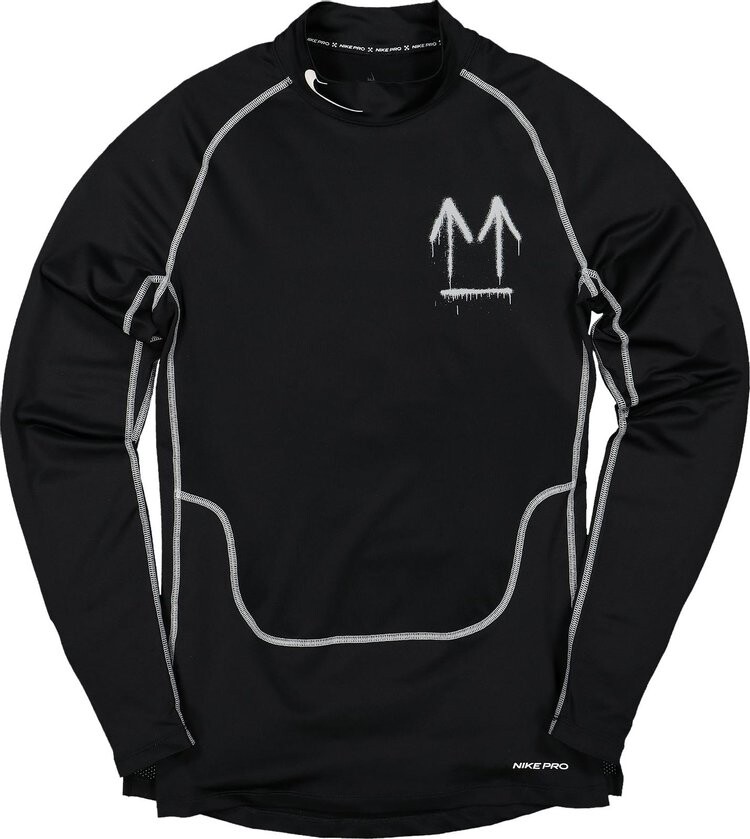 Футболка Nike x Off-White Pro Long-Sleeve T-Shirt 'Black', черный — фото 2
