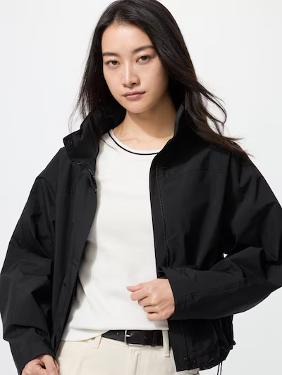 Женская ветровка Uniqlo с воротником-стойкой, черный