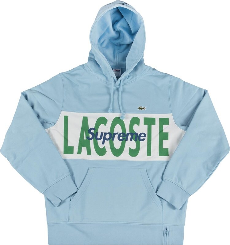 

Толстовка Supreme x Lacoste Logo Panel Hooded Sweatshirt 'Light Blue', синий