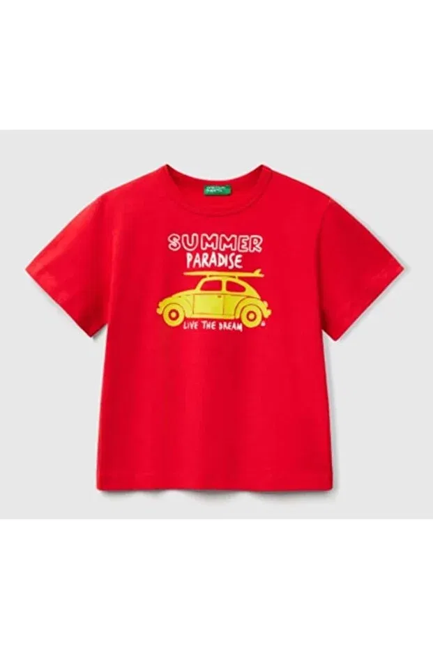 Детская футболка для мальчиков с графическим принтом United Colors Of Benetton, Burgundy