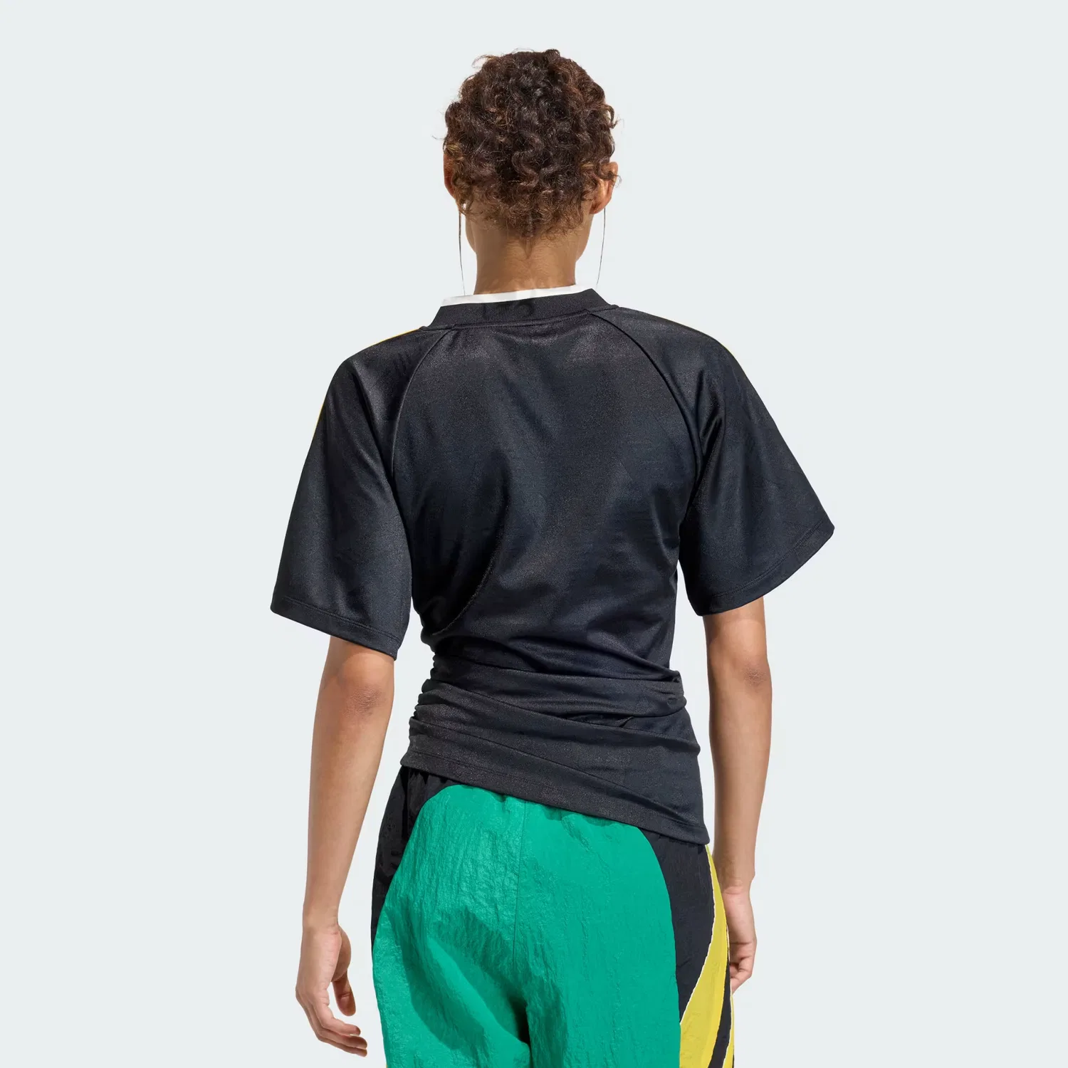 Женское футбольное джерси с драпировкой Rouched Football Jersey Adidas Originals, черный — фото 3