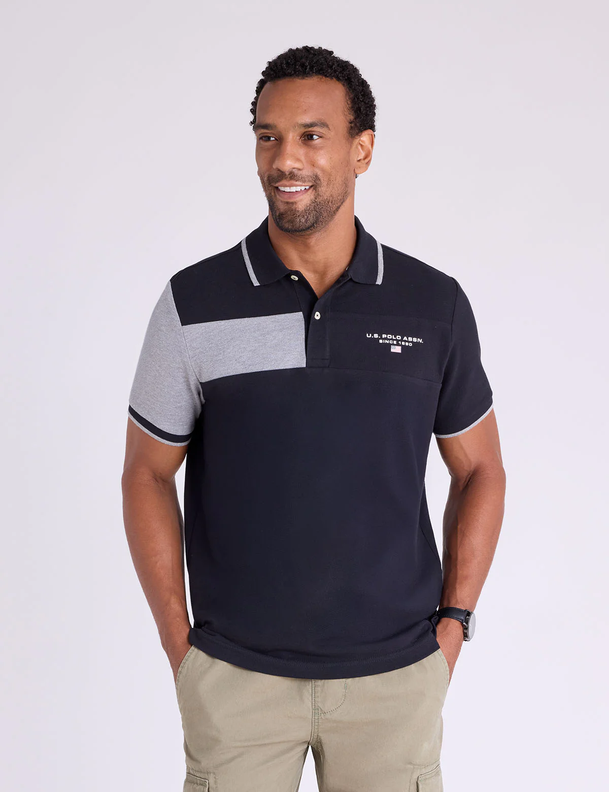 

Футболка U.S. Polo Assn Color Block Pique, черный