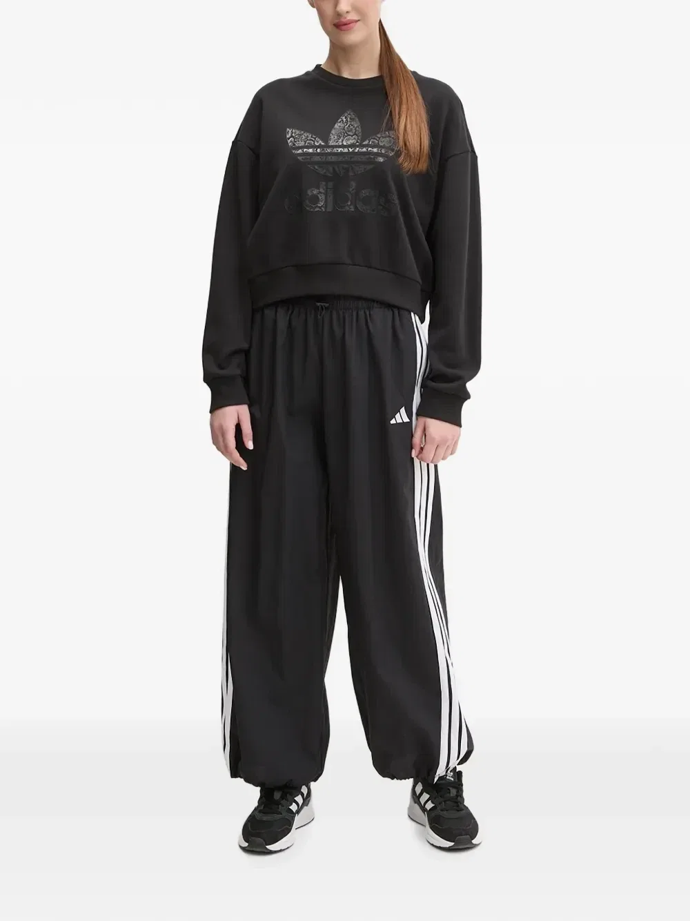 Свитшот с логотипом и круглым вырезом Adidas, черный — фото 2