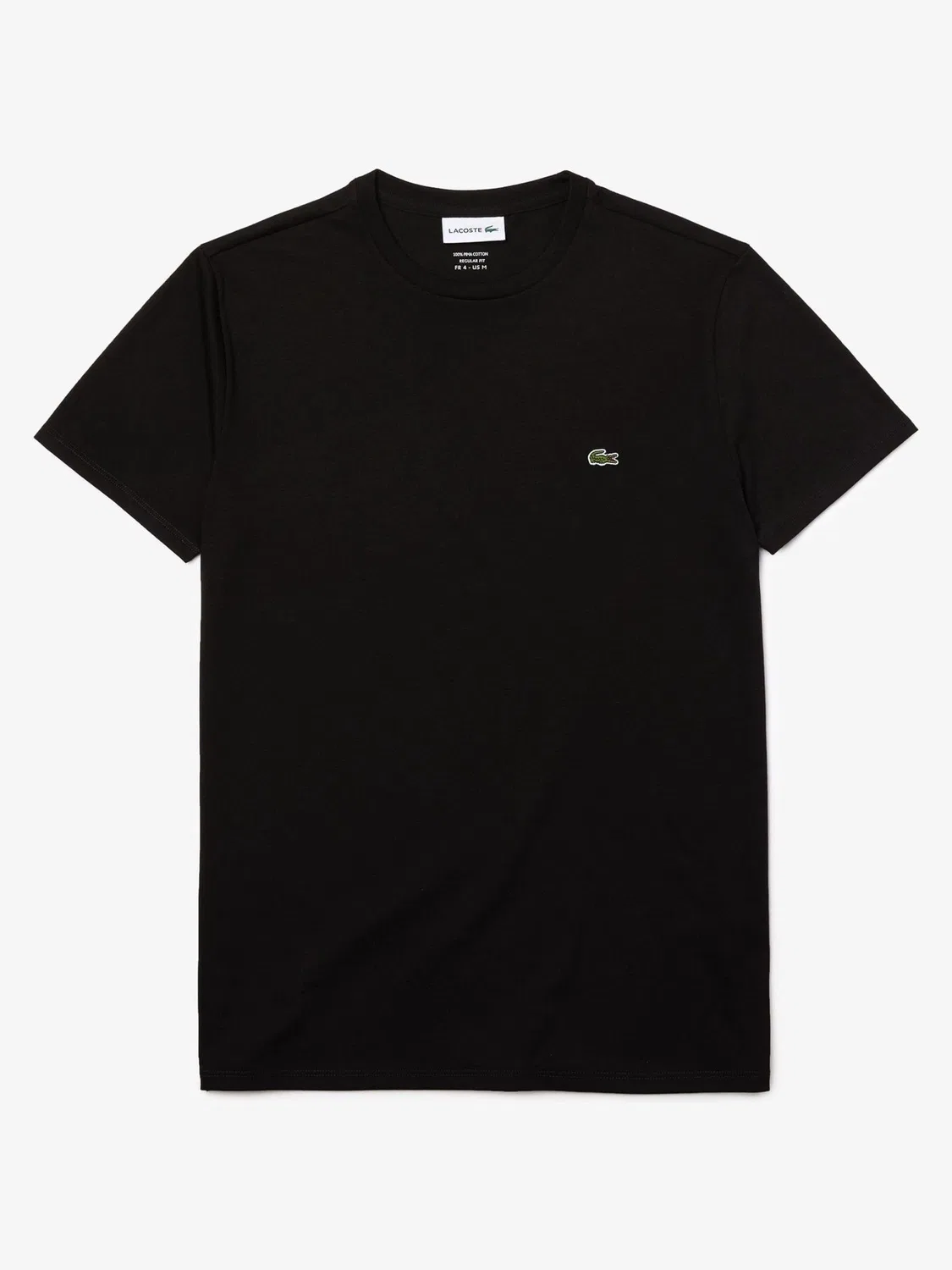 Lacoste Черная хлопковая футболка с круглым вырезом и короткими рукавами — фото 4