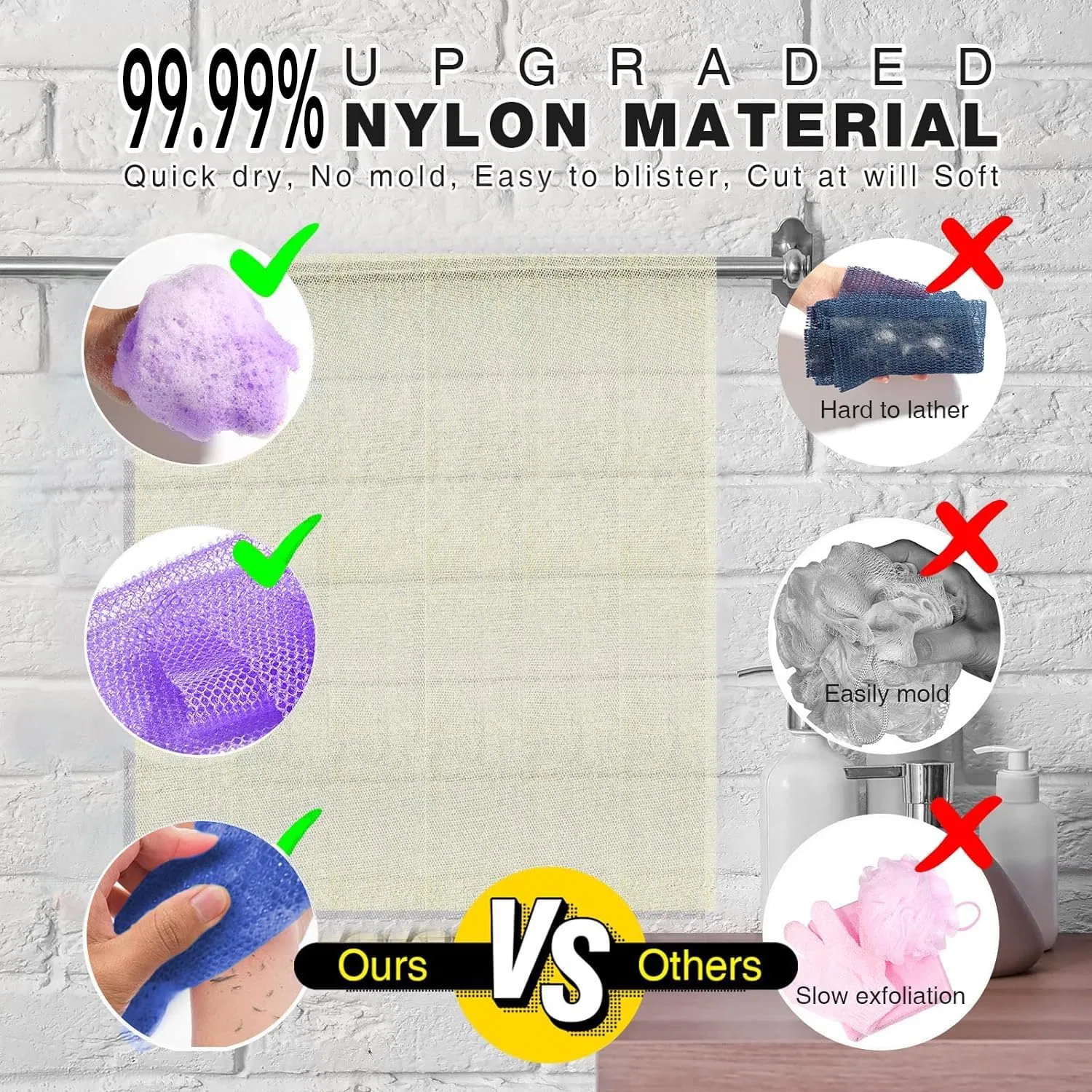 3 African Bath Sponge, Purple, Blue, Off-White, UJFQBH — фото 2