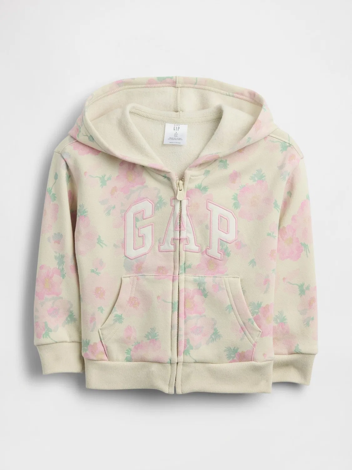 Худи на молнии Gap Cream Floral, кремовый флоральный