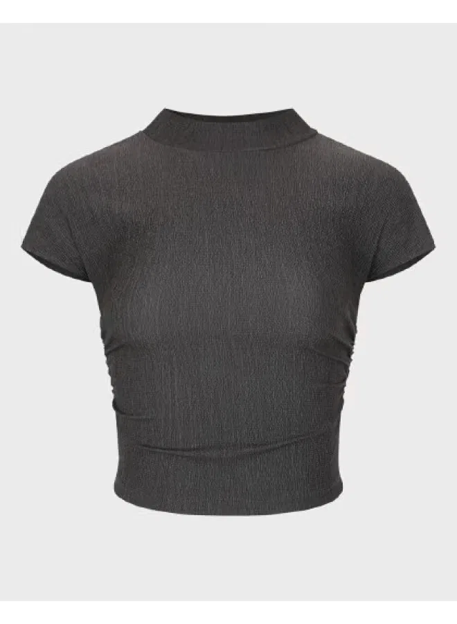 Футболка со складками Zara, серо-черный