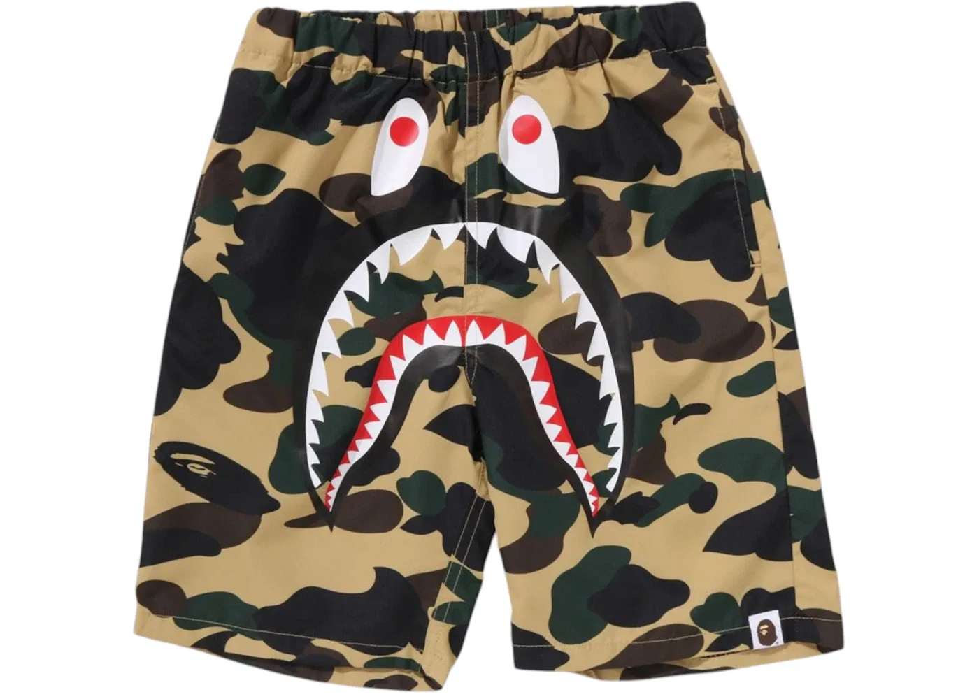 Детские шорты с камуфляжным принтом BAPE Kids 1st Camo Shark Beach Shorts, Yellow