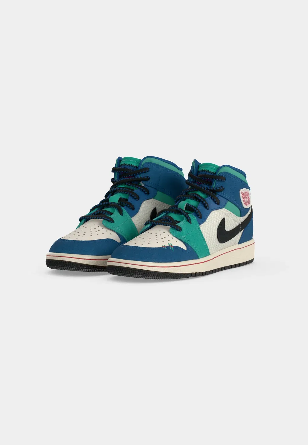 Air 1 mid se унисекс - высокие кроссовки Jordan, Chalk/University Red/True Blue/Kinetic Green/Black — фото 3
