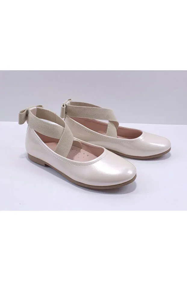 Детские балетки для девочек из искусственной кожи Cross-Elasticated Kidimo, Bone