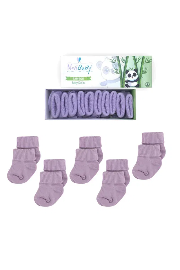Детские носки для новорожденных из бамбука 5 шт Basics Novibaby, Purple