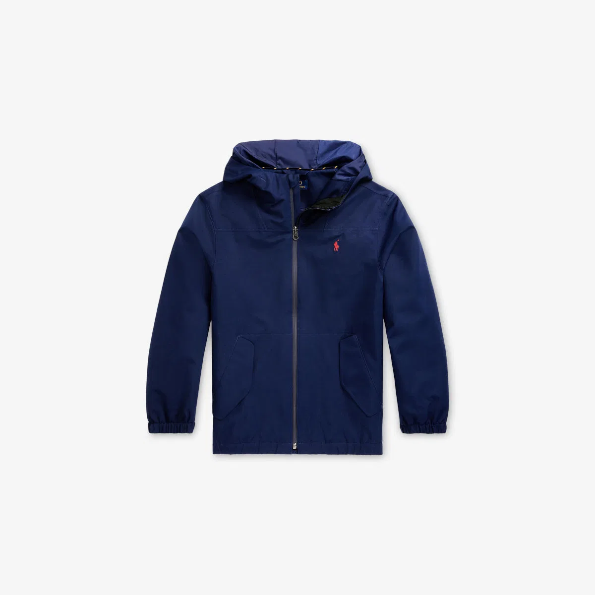 Детская тканая куртка с капюшоном и вышитым логотипом бренда Polo Ralph Lauren, темно-синий
