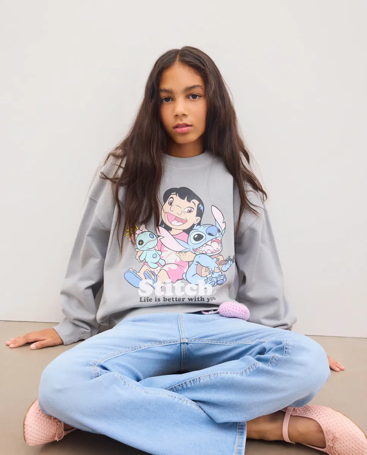 Детская худи для девочек с принтом LILO&STITCH Kids El Corte Inglés, Gris