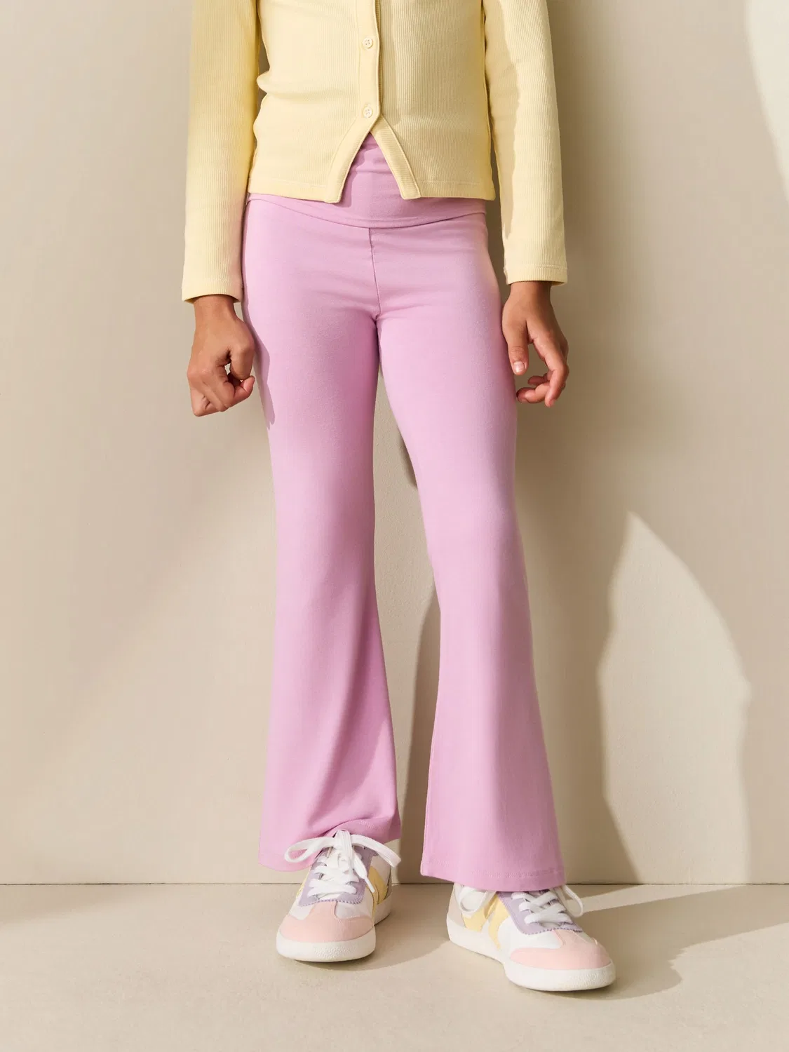 Леггинсы с отворотом и расклешением, модель Pink Fold Over Flare Leggings Next, розовый — фото 3