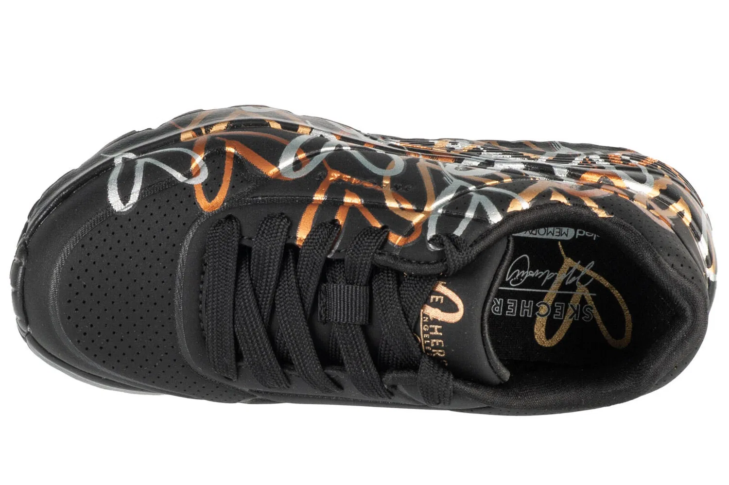 Детские кроссовки для девочек с принтом Skechers Street UNO LITE METALLIC LOVE Skechers, Schwarz — фото 3