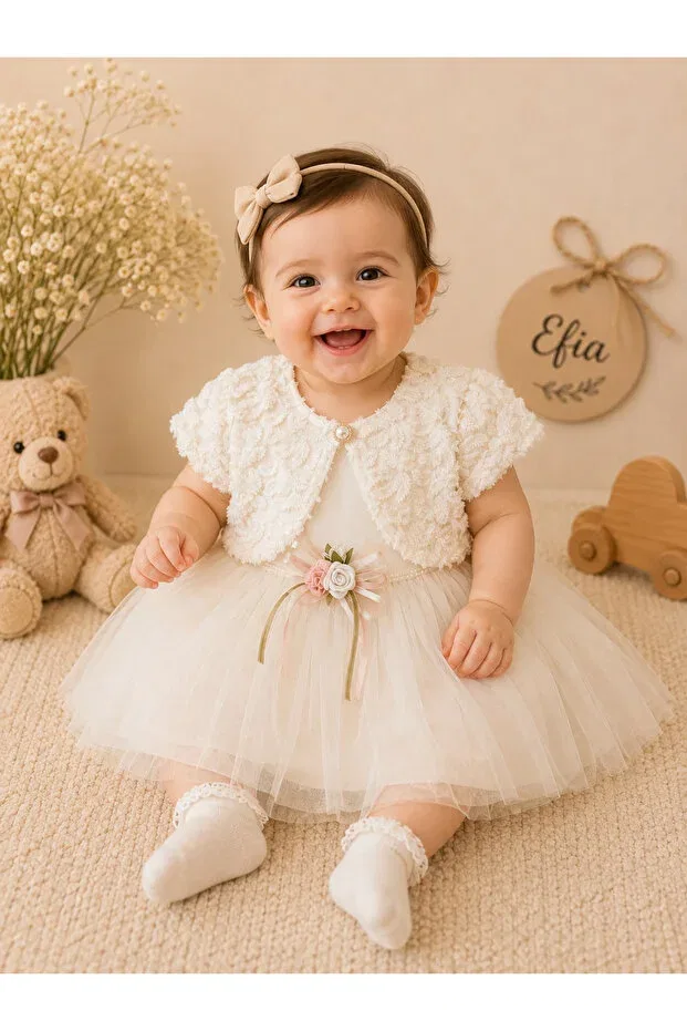 Детское платье для девочек с пайетками Efia Baby, White