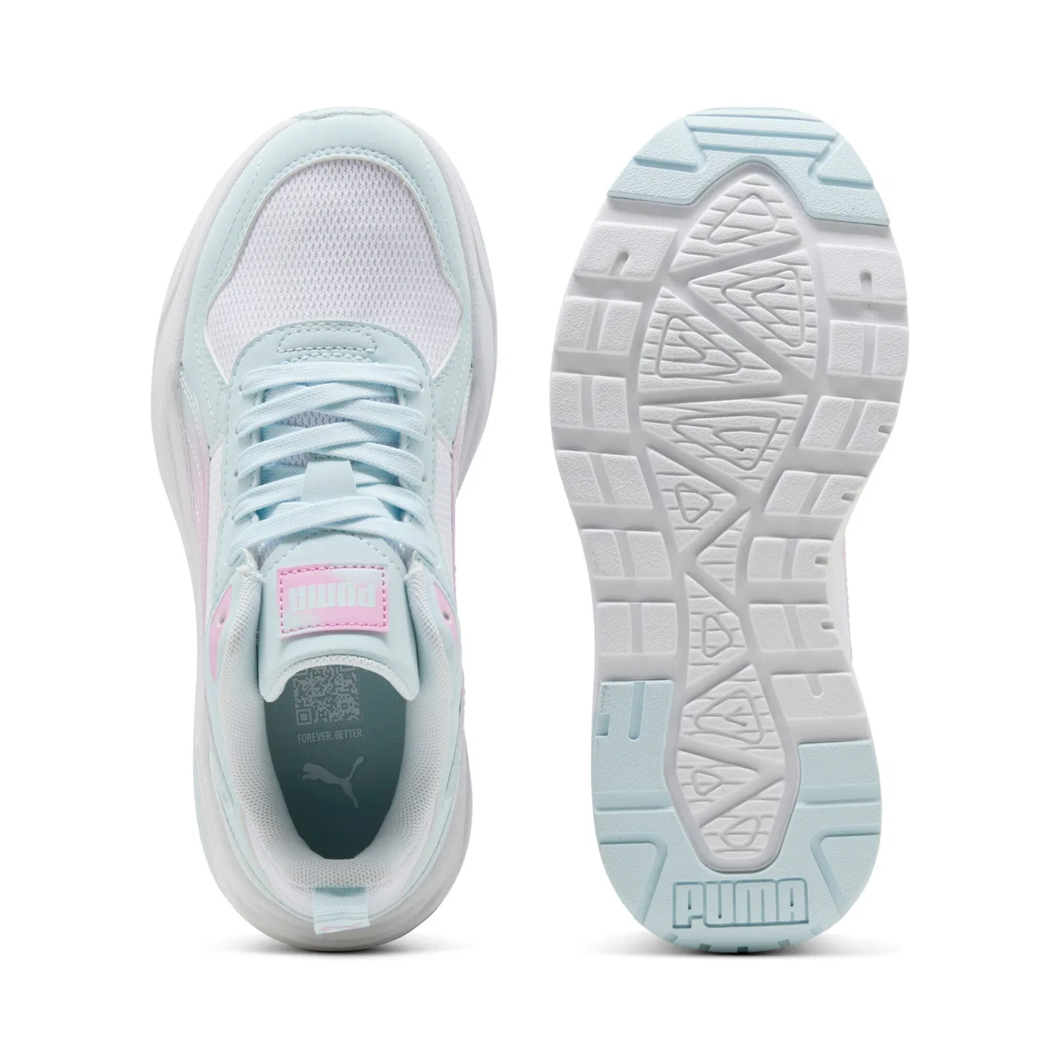 Детские кроссовки на шнуровке Trinity 2 LT Faded Glow PUMA, White/Aqua Glow/Mauve Glow — фото 4