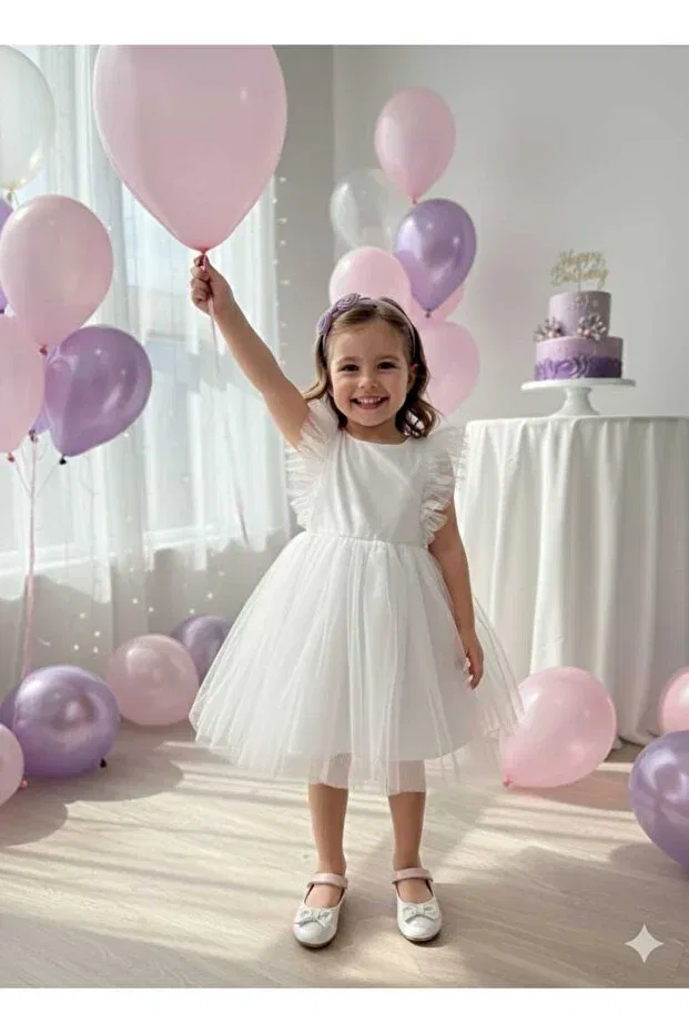 Детское платье для девочек с принтом Penu Baby Kids, White — фото 2
