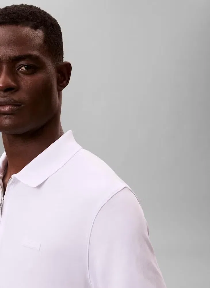 Поло с молнией на шее Slim Calvin Klein, белый — фото 4