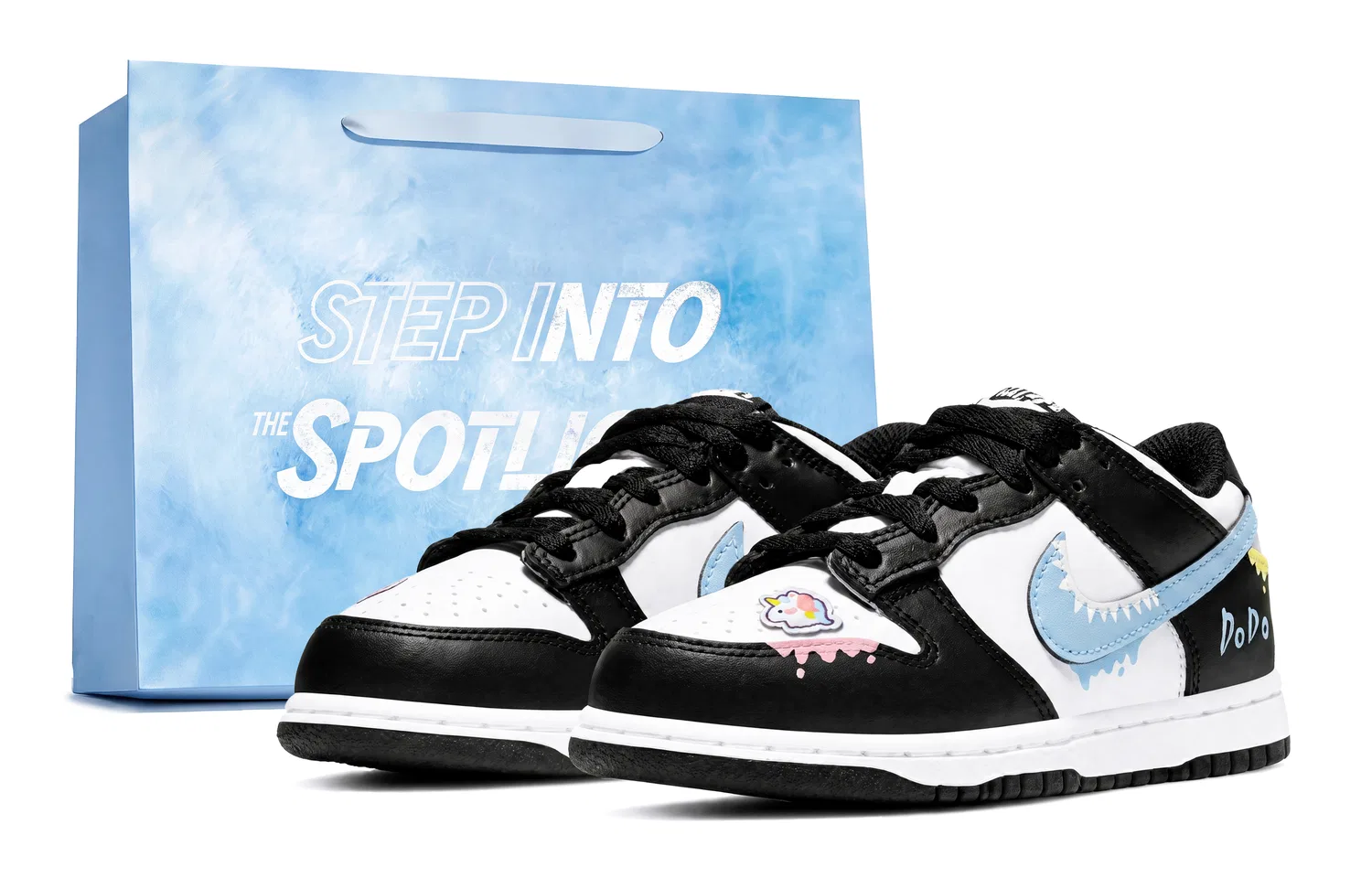 Детские кроссовки для скейтбординга с принтом Dynamic Unicorn Nike, Black/White