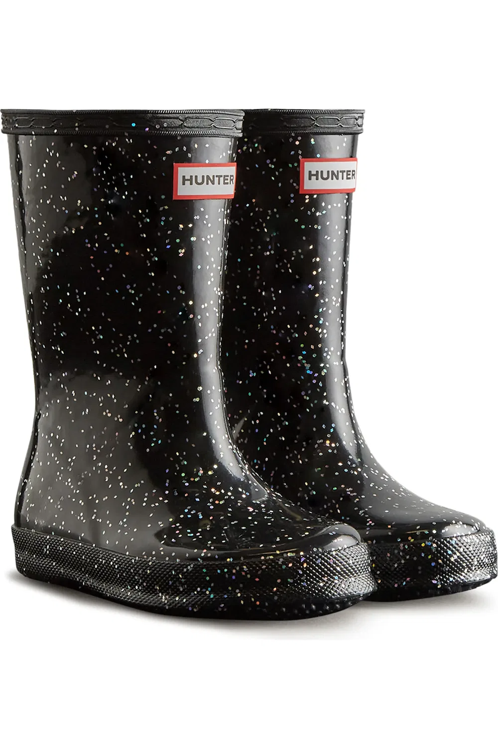 Детские резиновые сапоги с блестками Original First Classic Glitter Hunter, черный